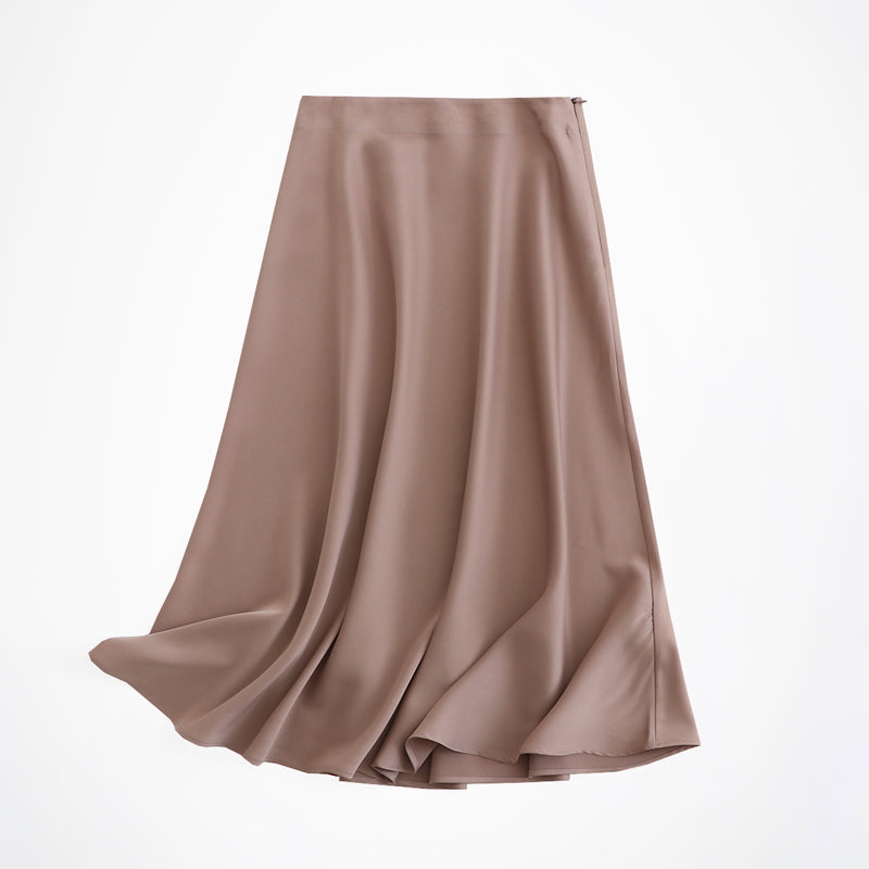 Solid Color High Quality Satin Midi Skirt InsStreet