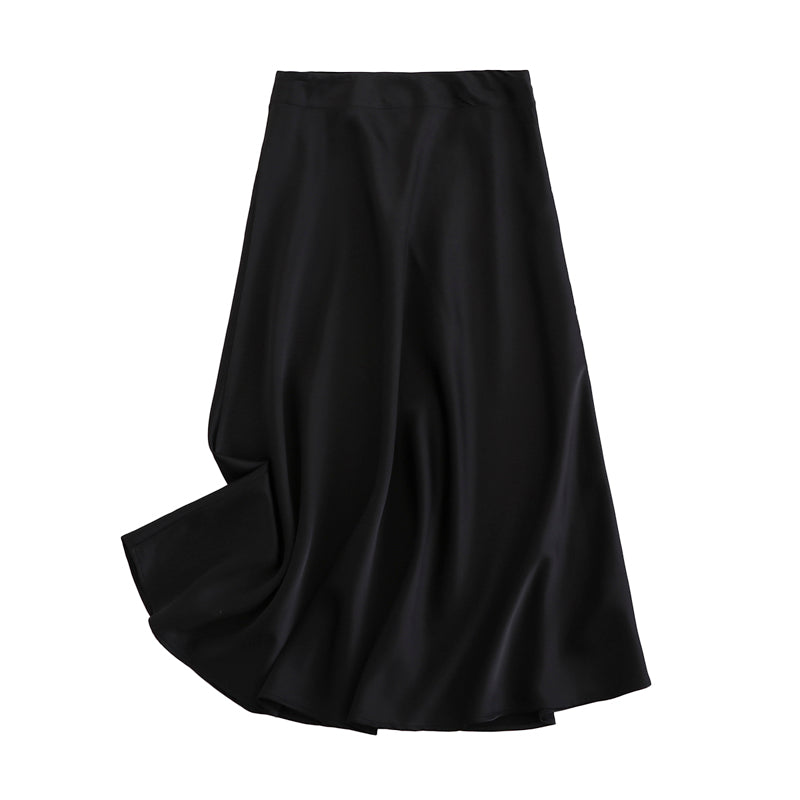 Solid Color High Quality Satin Midi Skirt InsStreet