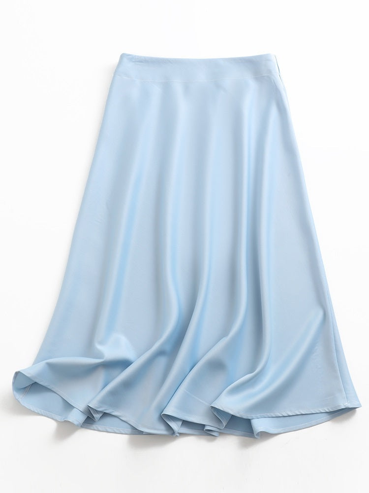 Solid Color High Quality Satin Midi Skirt InsStreet