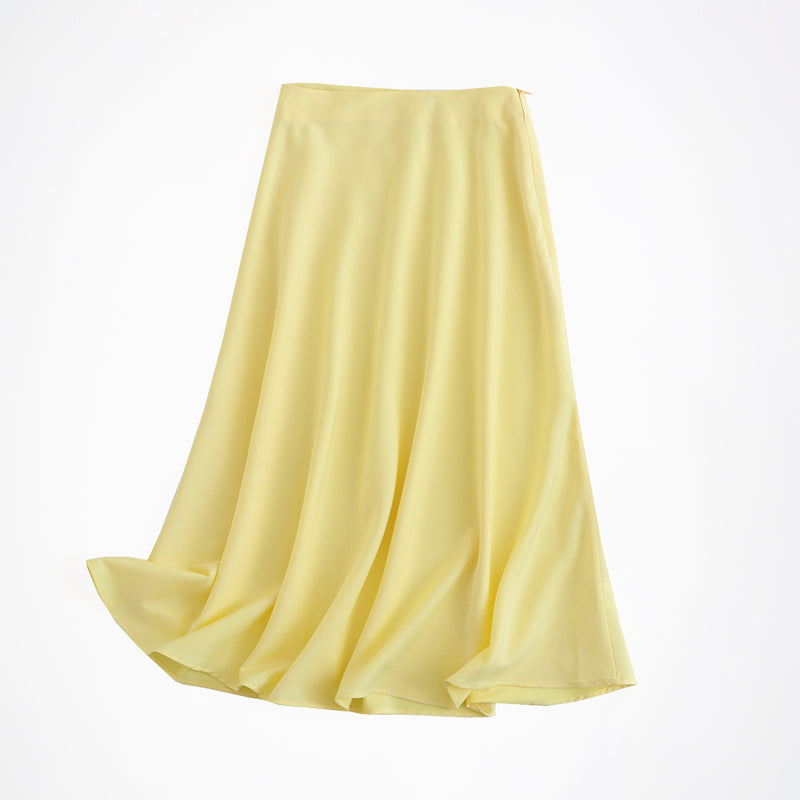 Solid Color High Quality Satin Midi Skirt InsStreet