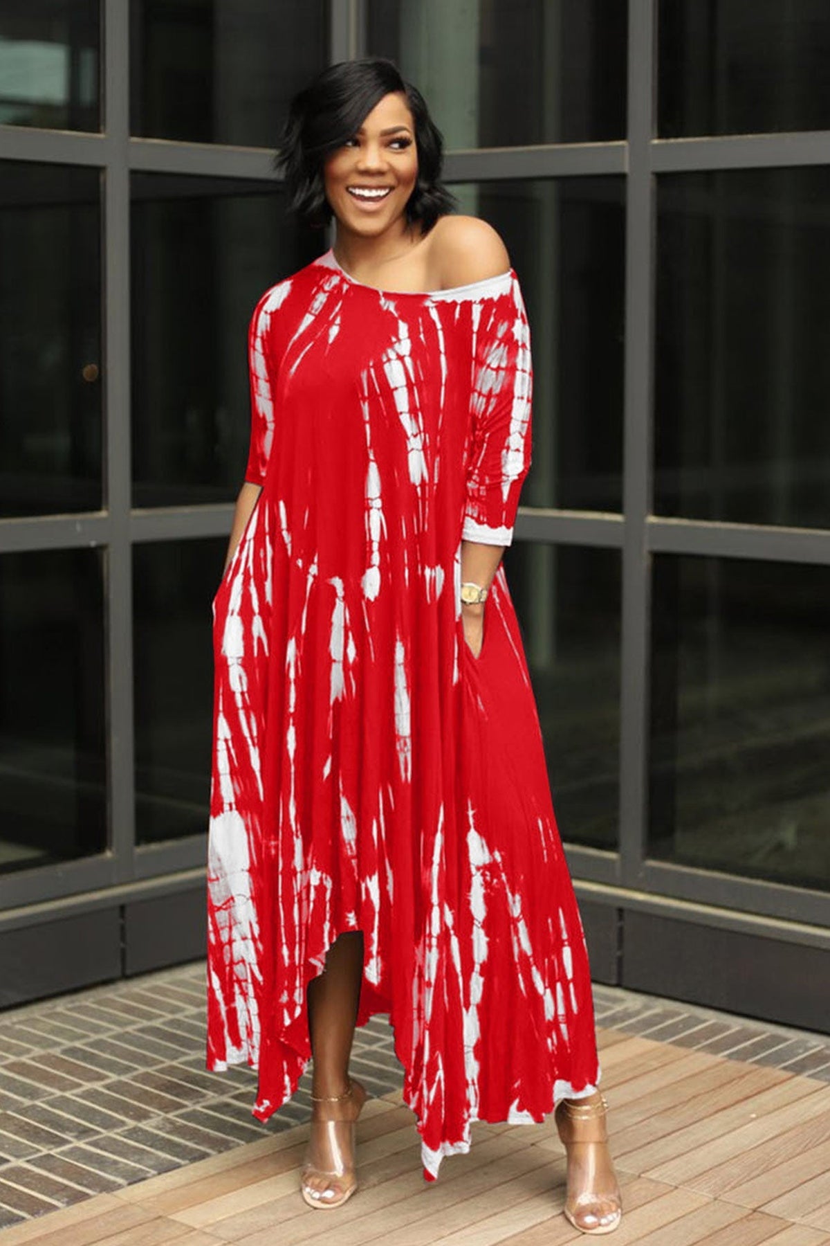 Tie-dyed Drop Shoulder Dress InsStreet