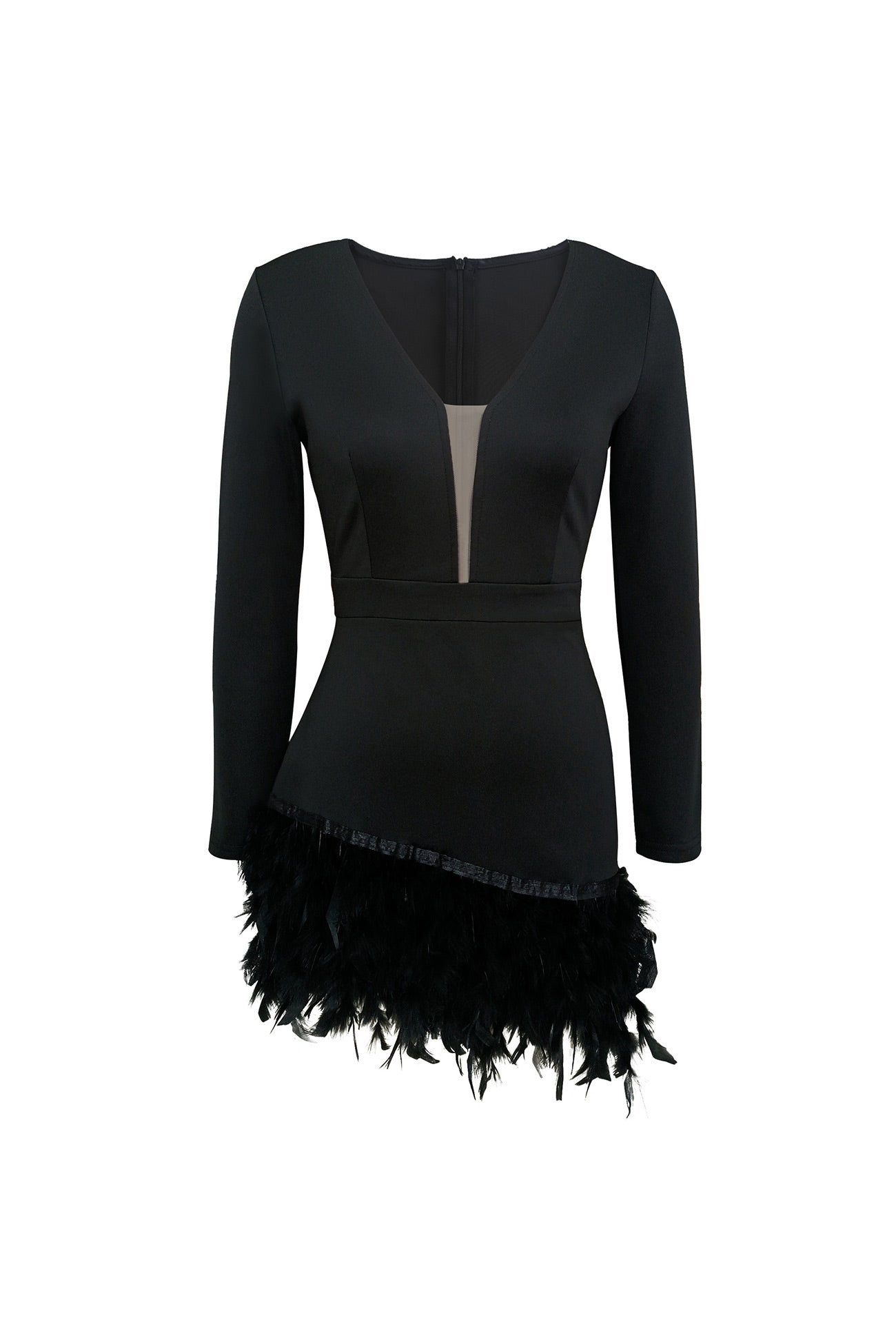 V Neck Feather Pack Mini Dress InsStreet