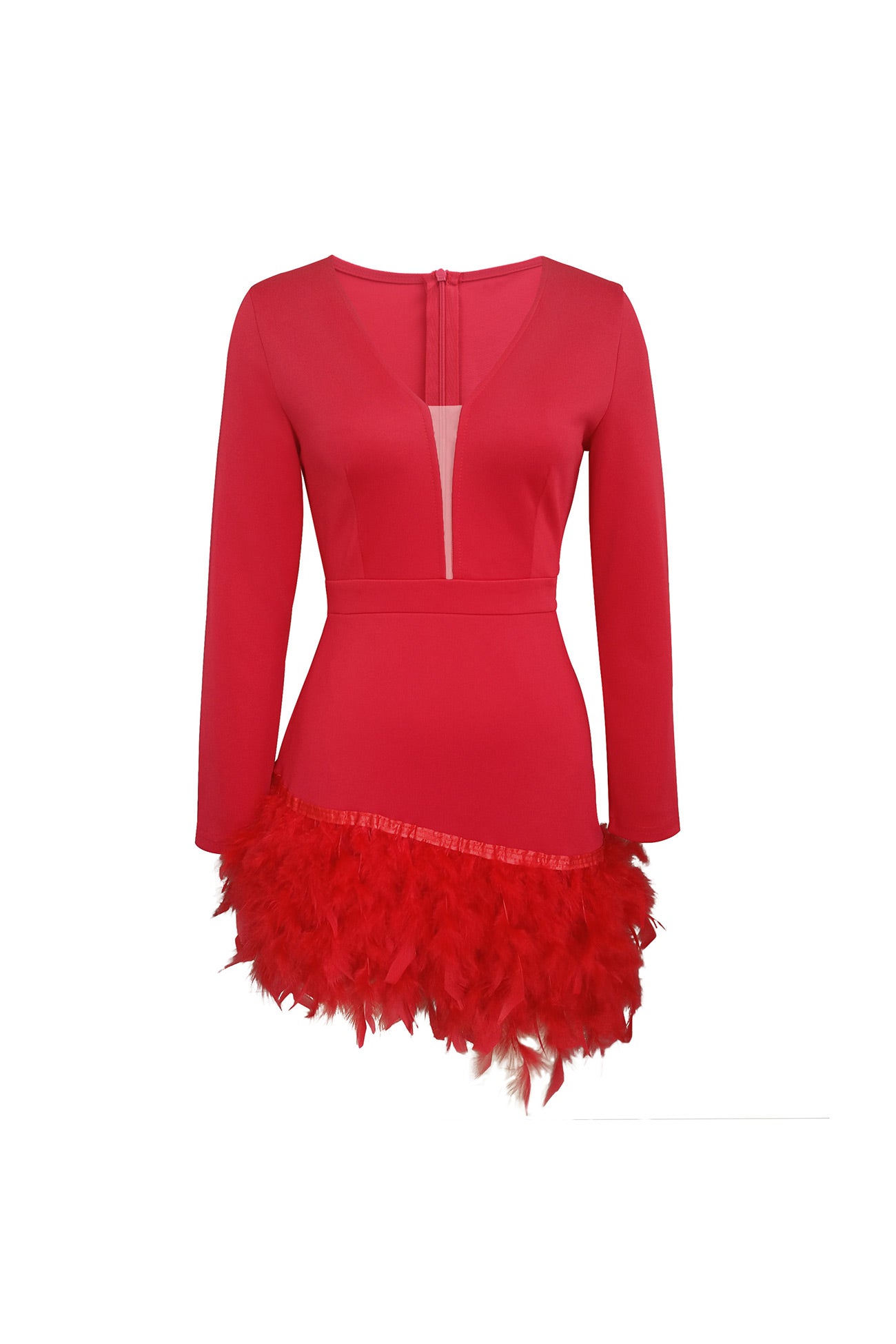 V Neck Feather Pack Mini Dress InsStreet