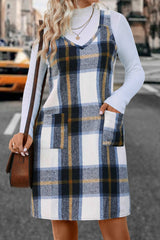 Plaid Tank Dress with V Neck InsStreet