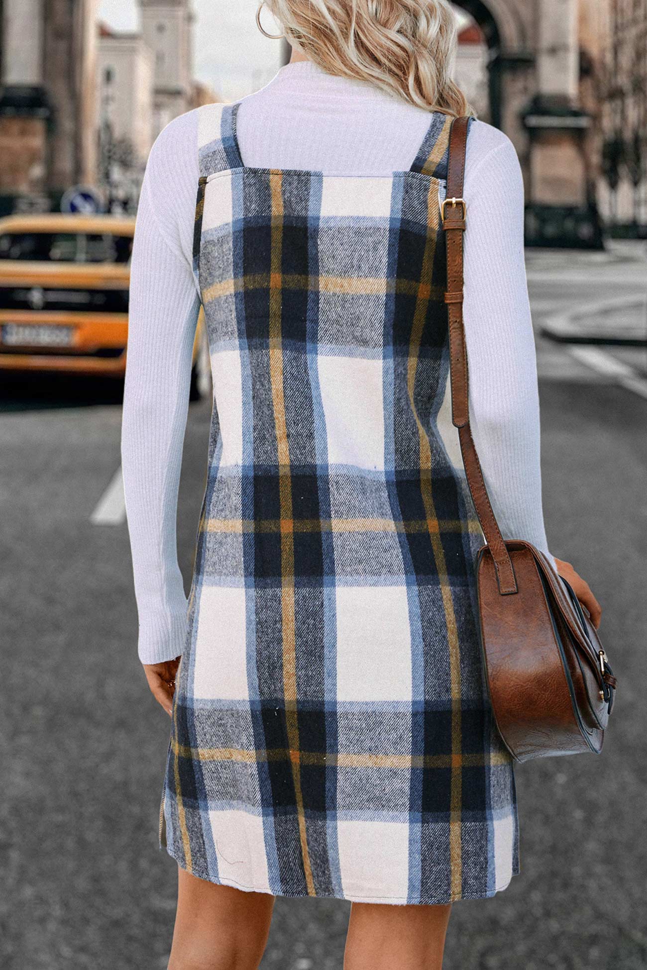 Plaid Tank Dress with V Neck InsStreet