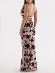 Rose Backless Stylish Maxi Dress InsStreet