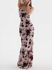 Rose Backless Stylish Maxi Dress InsStreet