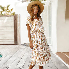 Floral Print Vintage Short Sleeve Boho Dress InsStreet