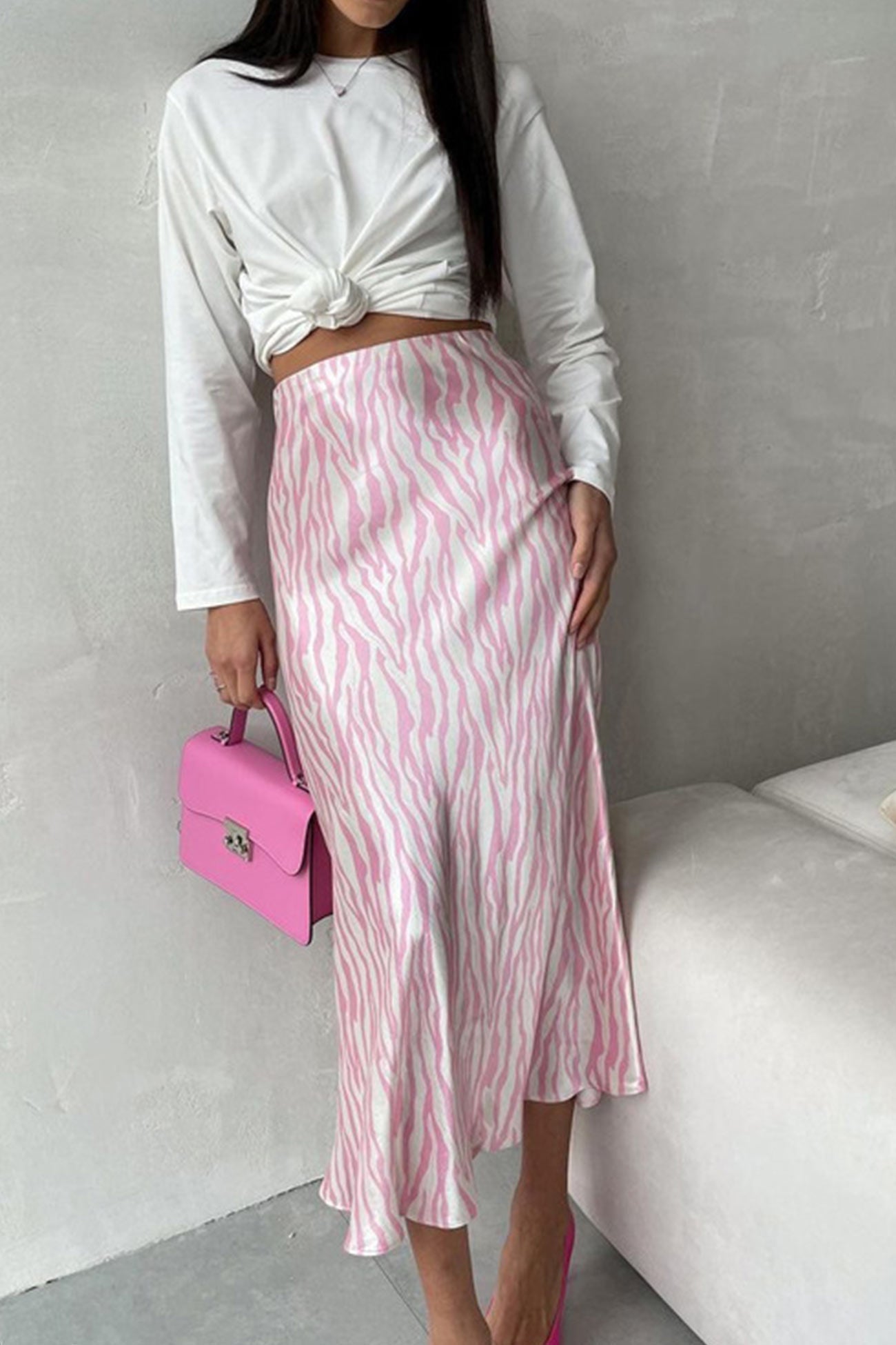 Midi Fishtail Zebra Skirt InsStreet