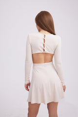 Backless Pullover Dress with Waist Detail InsStreet