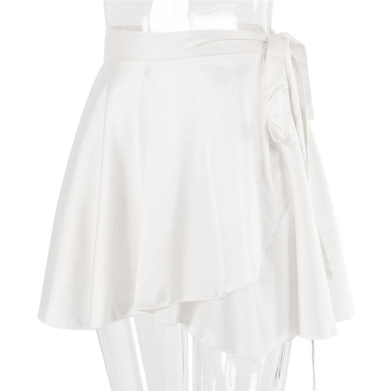 White Elegant Satin Skirts InsStreet