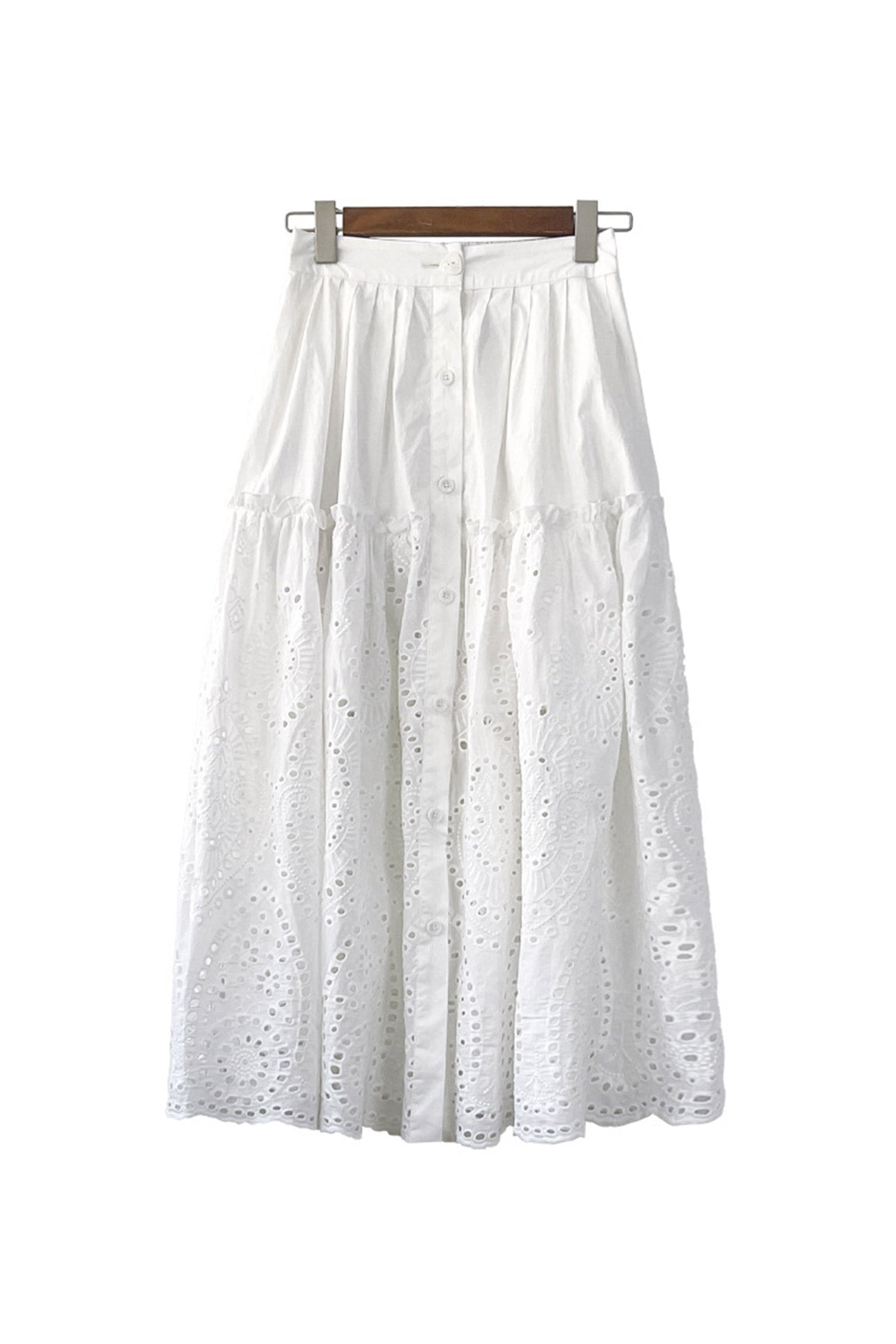 Folded White Lace with Skirt Embroidery InsStreet