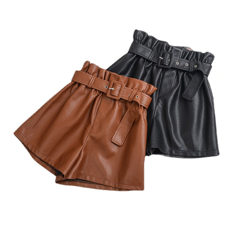 Vintage High Waist Faux Leather Shorts InsStreet