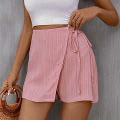 Beach Skirt Casual Zippered High Waisted Textured Short InsStreet