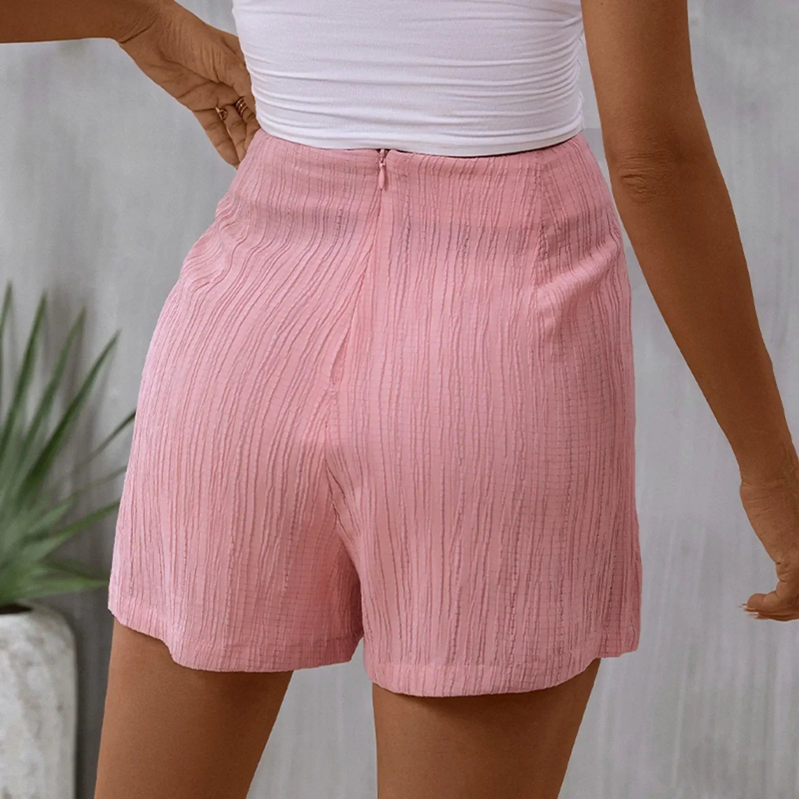 Beach Skirt Casual Zippered High Waisted Textured Short InsStreet