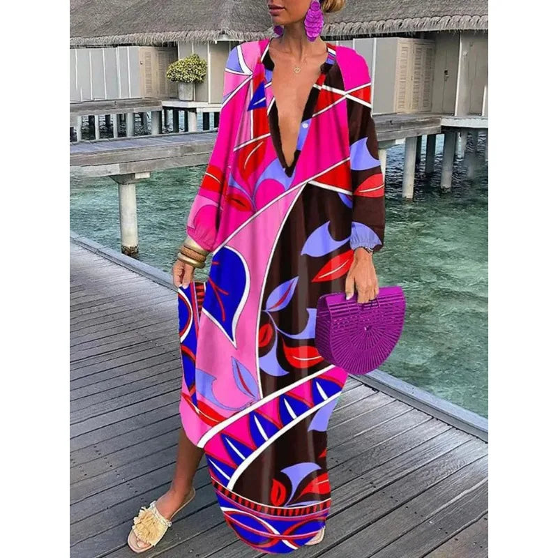 Sexy Beach Party Loose Vintage Boho Dress InsStreet