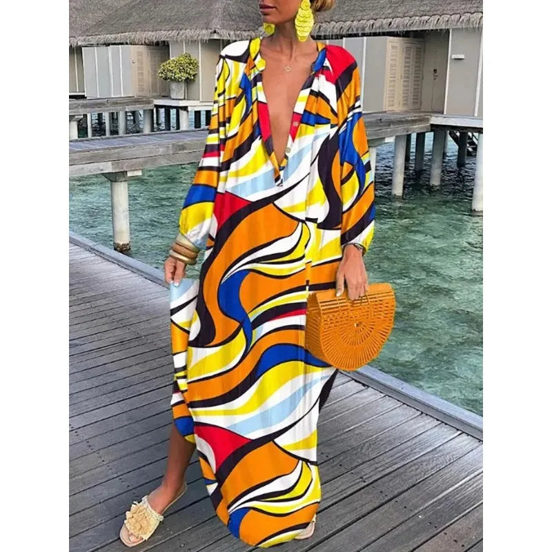 Sexy Beach Party Loose Vintage Boho Dress InsStreet