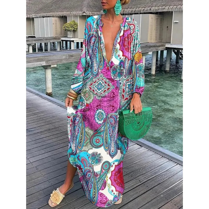 Sexy Beach Party Loose Vintage Boho Dress InsStreet