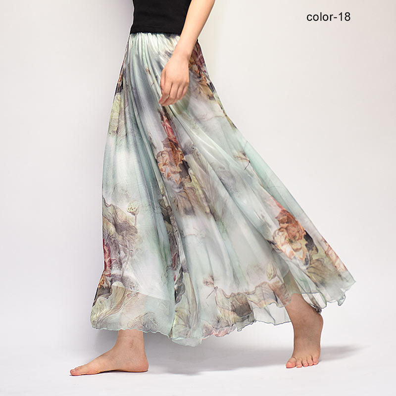 Fashion Florals Print Long Skirt InsStreet