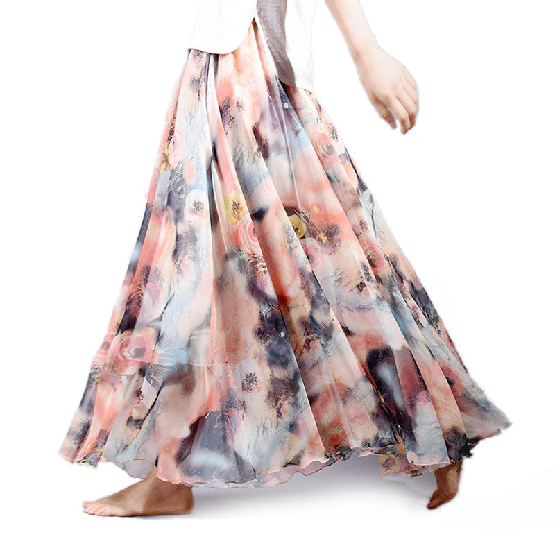 Fashion Florals Print Long Skirt InsStreet