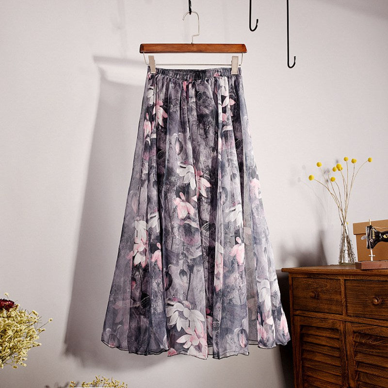 Fashion Florals Print Long Skirt InsStreet