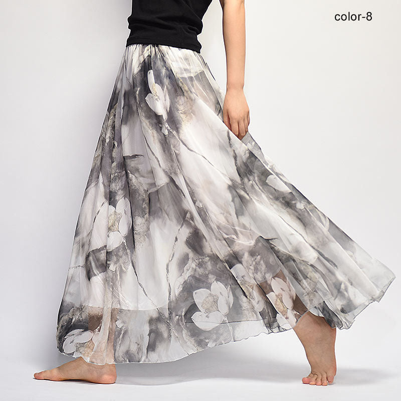 Fashion Florals Print Long Skirt InsStreet