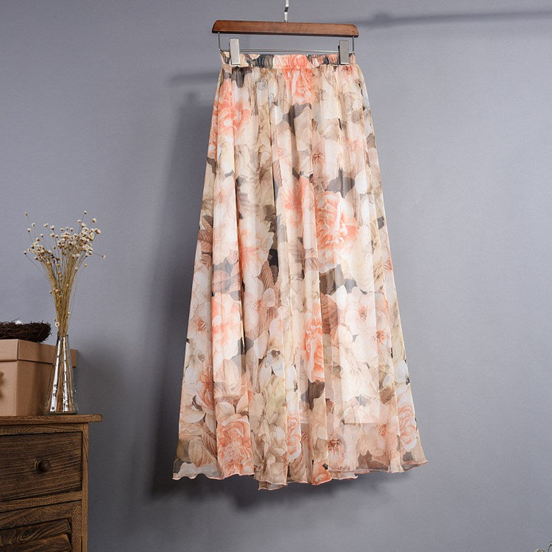 Fashion Florals Print Long Skirt InsStreet