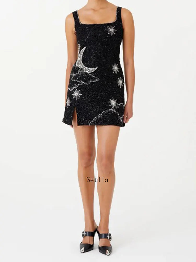 Sequins Sleeveless A-line Vestidos Mini Dress InsStreet