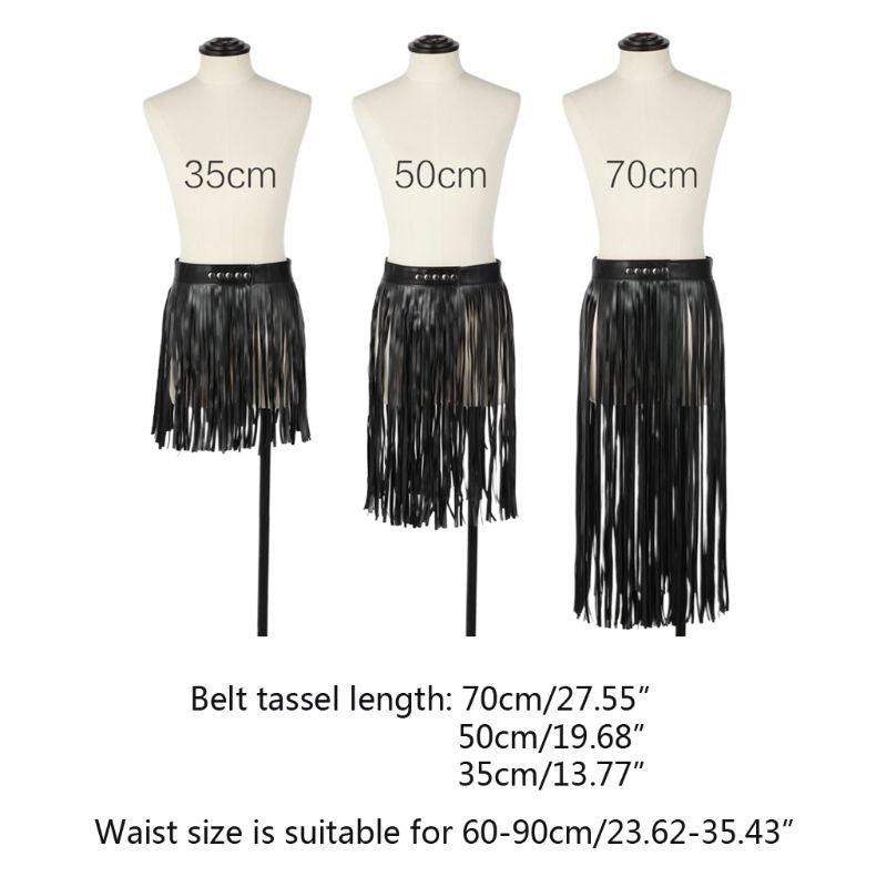 High Waist Faux Leather Fringe Tassels Skirt InsStreet