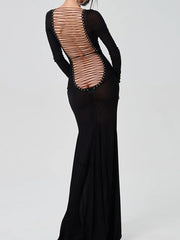 See Through Bodycon Sleeve Maxi Dress InsStreet