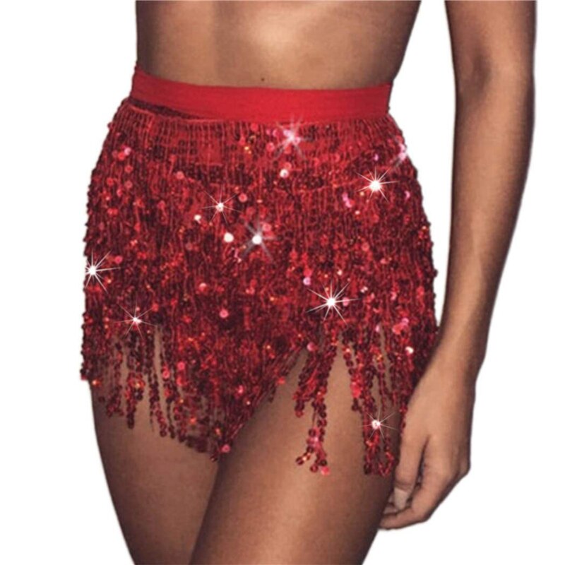 Sequined Fringe Glitters Elastic Waist Mini Skirt InsStreet