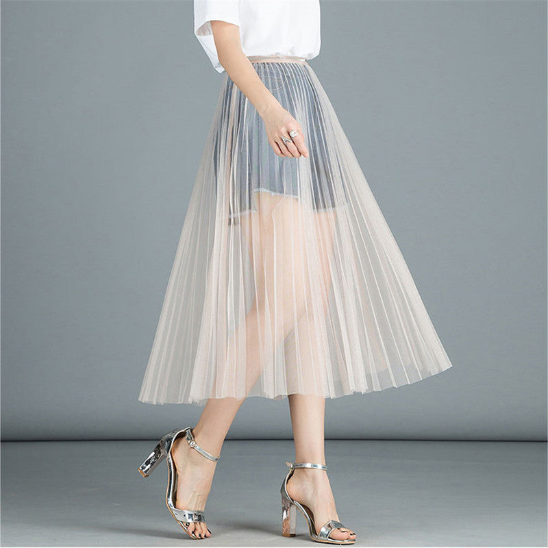 Sexy Mesh Lace Transparent Long Tulle Skirt InsStreet