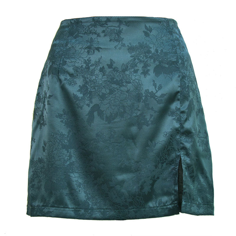 Jacquard Satin Skirt Sexy High Waist Mini Skirt InsStreet