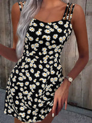 Summer Vintage Floral Daisy Print Sexy Boho Dress InsStreet