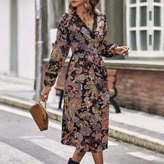 Autumn Sweet Fresh Bohemian Long Sleeve Floral Boho Dress InsStreet