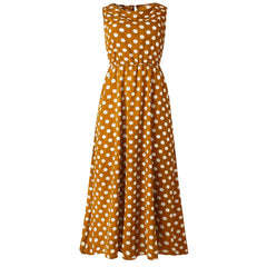 Casual Versatile Sleeveless Round Neck Polka Dot Boho Dress InsStreet