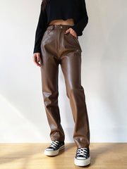 Faux Leather Wide Leg Pants InsStreet