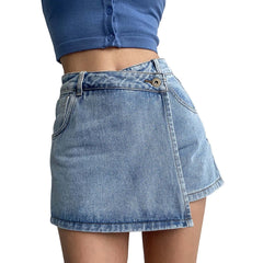 Waist A Line Denim With Light Wash Two Piece Design Chic Slimming Short InsStreet