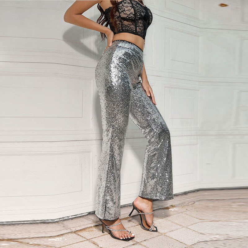 Sequin Paillette High Wasit Cropped Pants InsStreet