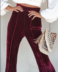 Casual Velvet High Waist Flared Pants InsStreet