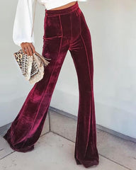 Casual Velvet High Waist Flared Pants InsStreet