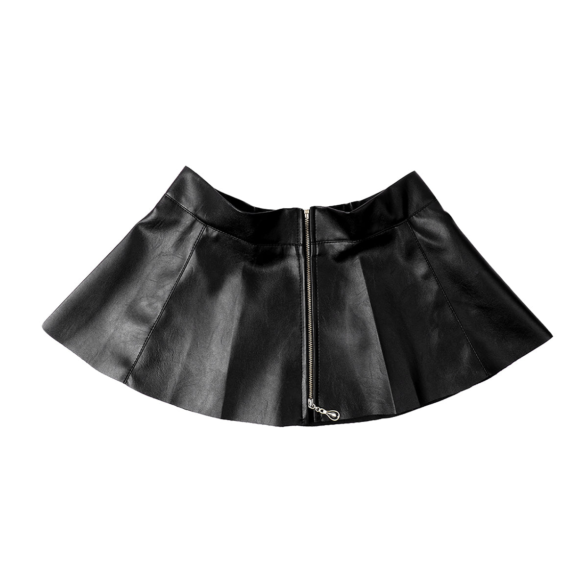 Leather Front Zipper Pleated Mini Skirt InsStreet