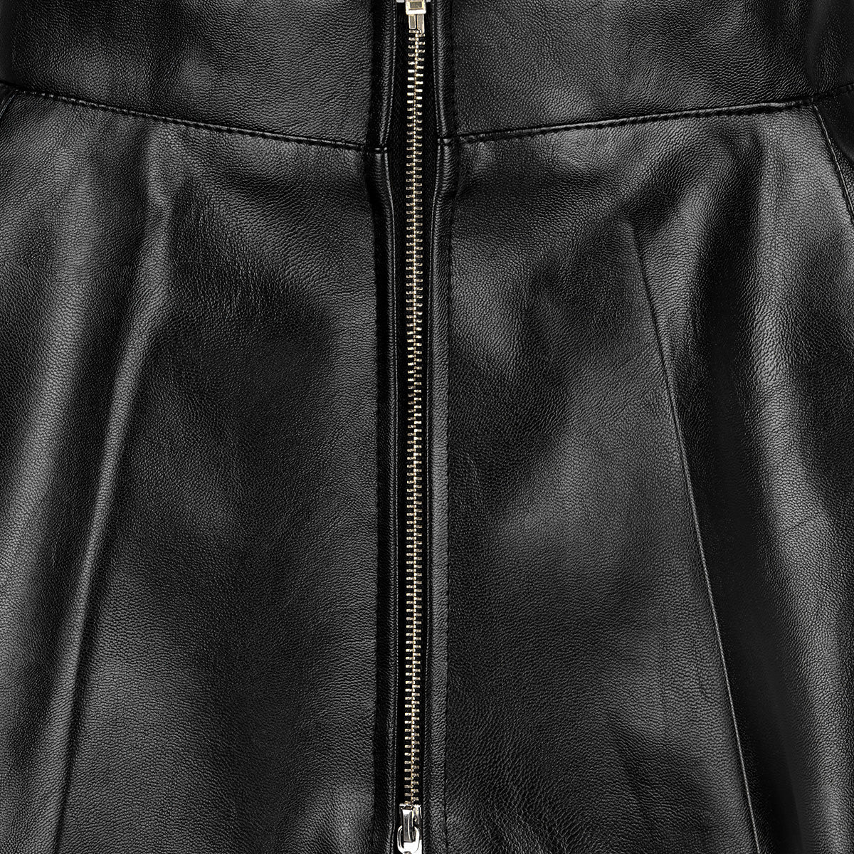 Leather Front Zipper Pleated Mini Skirt InsStreet