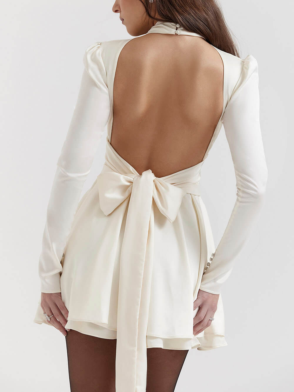 Ivory Bow Stylish Mini Dress InsStreet