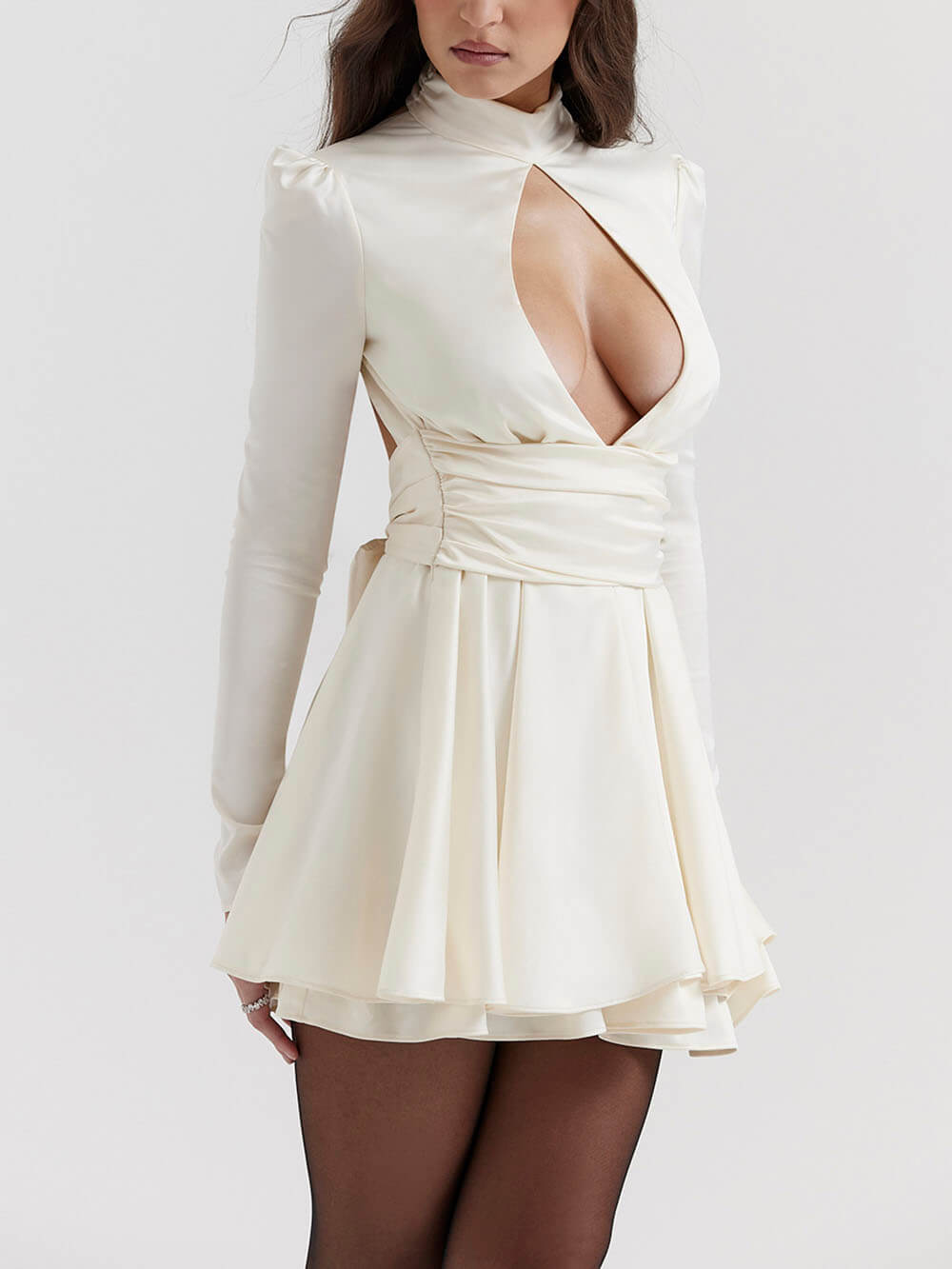 Ivory Bow Stylish Mini Dress InsStreet