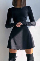 Back Strap Long Sleeve Mini Dress InsStreet