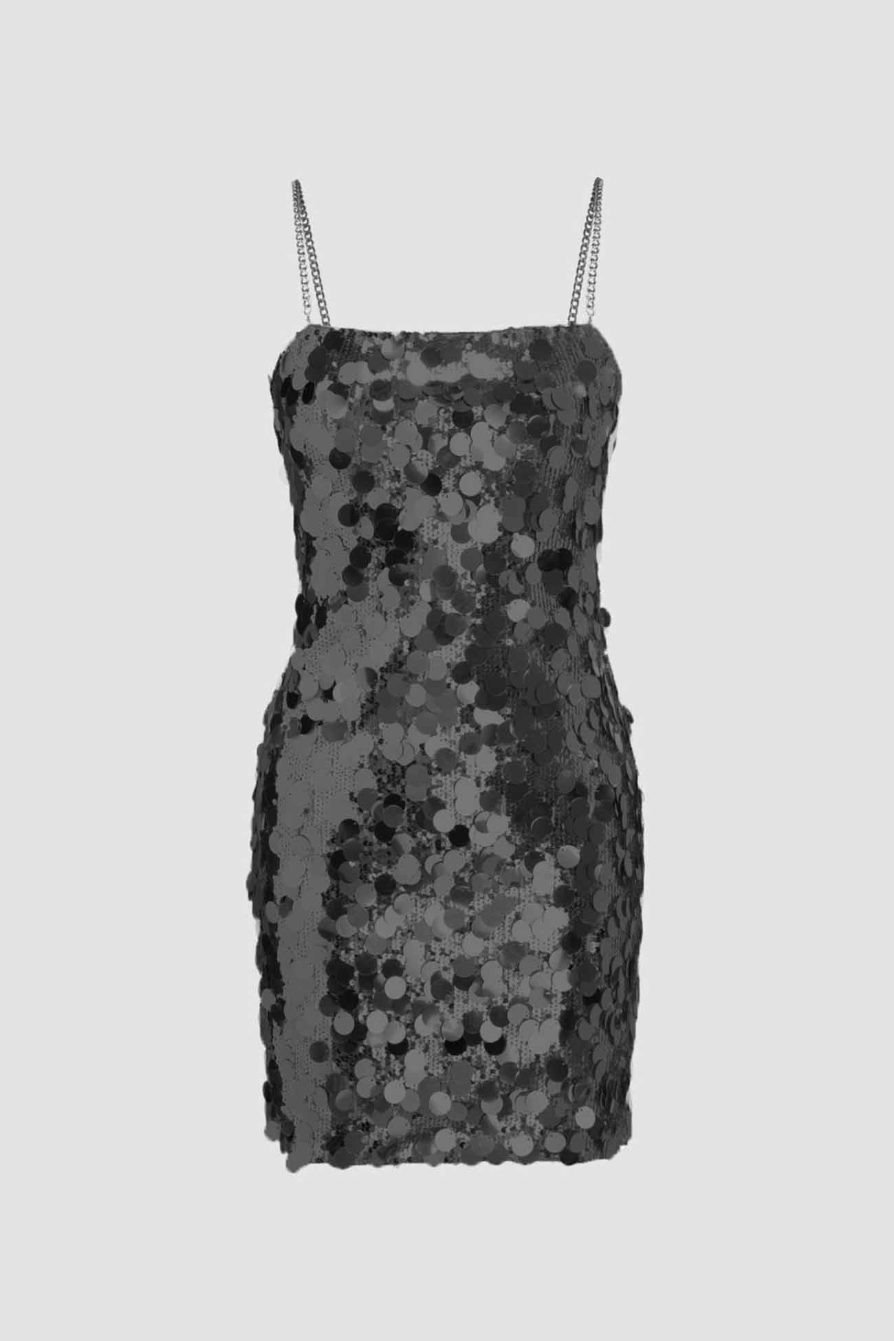 Sequin Sleeveless Chain Mini Dress InsStreet