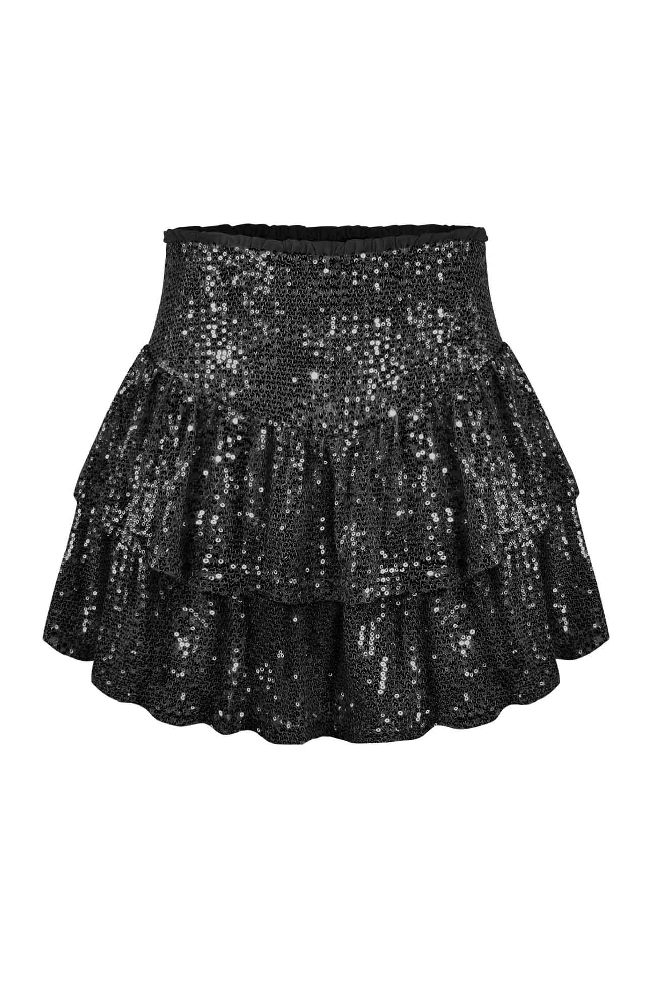 Mini Tiered Sequined Folded Skirt InsStreet