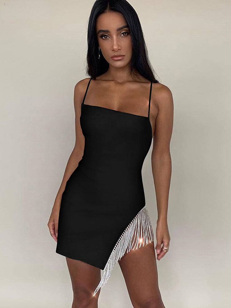 Diamond Tassel Strap Party Vacation Beach Mini Bodycon Dress InsStreet