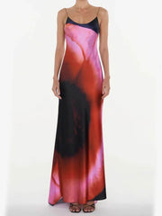 Abstract Floral Stylish Halter Maxi Dress InsStreet